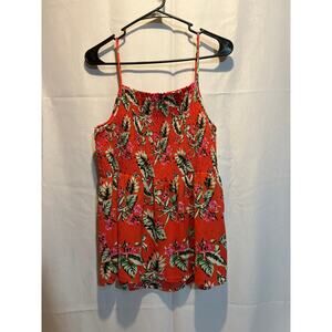 No Boundaries smocked women’s babydoll top orange floral pattern. Size 2XL (16)